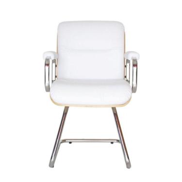 Imagem de Poltrona Eames Diretor Fixa Linha Capa Em Madeira Branco