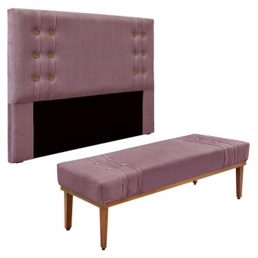 Imagem de Kit Cabeceira E Calçadeira Recamier Casal 1,40M Uva -