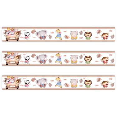 Imagem de Kit 3 Faixas Decorativas Papel Parede Infantil Animais Carro