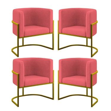 Imagem de Kit 04 Cadeiras Poltrona Lua Gold Balaqui rosa Rosa