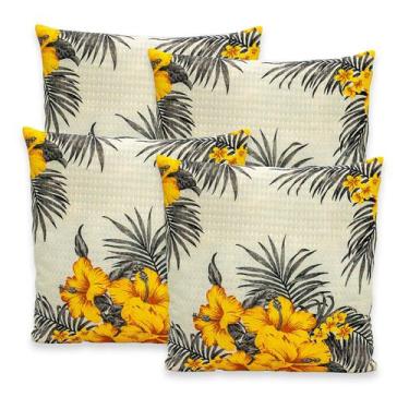 Imagem de Kit 4 Capas de Almofadas Estampadas Piquet Favinho 40x40 C/ Zíper Lind