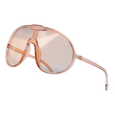 Imagem de Azoxus Óculos de sol vintage grandes, grandes, femininos, masculinos, modernos, óculos de sol aviador grandes dos anos 70, Champanhe, X-Large