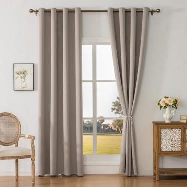 Imagem de YXHJF Cortinas blackout com isolamento térmico com ilhós para quarto e sala de estar - 2 painéis, L 132 x C 84 cm, textura de poliéster, 100% cortinas escurecidas com bloqueio de luz - cinza claro