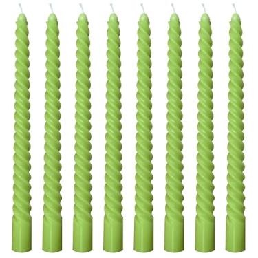 Imagem de Conjunto de 8 velas cônicas em espiral verde uva branca de 25 cm, castiçais sem cheiro de 25 cm para decoração de casa de primavera, queima de 6 a 7 horas