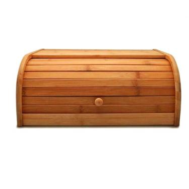 Imagem de Porta Pão de Bambu com Tampa Basculante, Organizador para Pães de 40 cm, Design Prático e Resistente para Cozinha