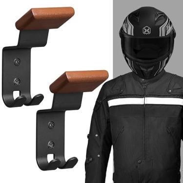 Imagem de DOVELY Suporte de parede para capacete de motocicleta, suporte para capacete de motocicleta com 2 ganchos de chave, suporte de capacete para motocicleta, corrida, agasalhos, equipamentos esportivos