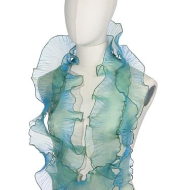 Imagem de PATIKIL Guarnições de renda com babados, 5 metros de tecido de organza retrô, acabamento de tule decorativo, borda de renda com babados para costura faça você mesmo, bolsa de vestido para aparar