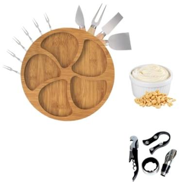 Imagem de Kit Petisqueira Redonda Para Frios e Queijo Com Molheira Ramekin Garfinhos Acessórios Para Vinho(Modelo 5)