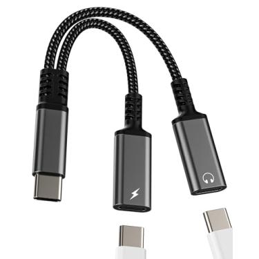 Imagem de Adaptador USB C para conector duplo de 3,5 mm (2 em 1) tipo C, conversor de cabo de carregador para iPhone 16 15 Pro MAX para fones de ouvido Apple Audio compatível com conector Samsung S25 para