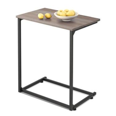 Imagem de Mesa lateral WLIVE em forma de C para sofá, sofá e sala de estar cinza