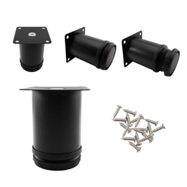 Imagem de Lamvbls Pernas de móveis de aço inoxidável, 7,6 cm, pernas ajustáveis, pernas de substituição de metal preto, pernas redondas de armário para mesa de café, armário de mesa, sofá, prateleiras, conjunto