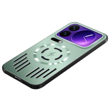 Imagem de FWYANZH Capa magnética para Xiaomi 17 Pro Max/17 Pro/17, capa de proteção de lente completa fina PC resfriamento oco traseira capa de radiação de calor, verde, 17