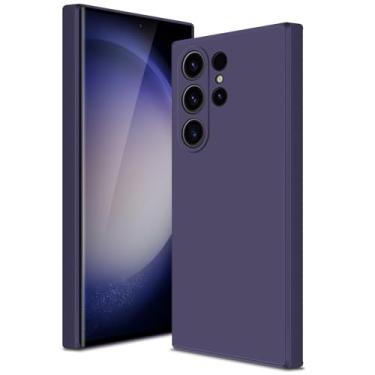 Imagem de Btstring Capa para Samsung Galaxy S23 Ultra, capa de silicone macio com proteção de câmera atualizada, capa fina à prova de choque com forro de microfibra antiarranhões, roxo profundo