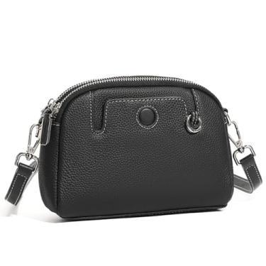 Imagem de MFFOR Bolsas transversais para mulheres, bolsa de ombro de couro legítimo, mini bolsa de viagem, bolsa, bolsas com alça removível, Preto