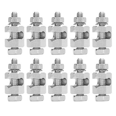 Imagem de Suporte de grampo de cabo de aterramento de cobre com módulo fotovoltaico, 10 peças para instalação de tamanho padrão com fixação resistente e fácil aperto da porca, adequado para molduras de alumínio