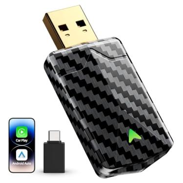 Imagem de Mini adaptador CarPlay sem fio para iPhone e Android Auto (atualização 2025), sem atraso, conexão rápida e estável, Plug & Play, converte dongle Carplay com fio em sem fio para carros 2016+, porta