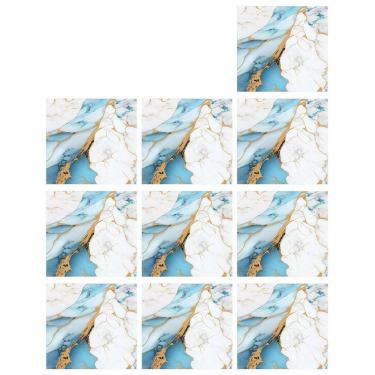 Imagem de Placa Adesiva Marmore 3D kit 10 uni Autocolante Papel de Parede Moderno Obra Reforma Casa Banheiro Cozinha Decoraçao