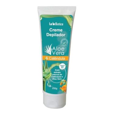 Imagem de Creme Depilador Aloe Vera & Calêndula Depila Sem Dor Pernas Axilas Abdómen Corpo 250g Lucy"s