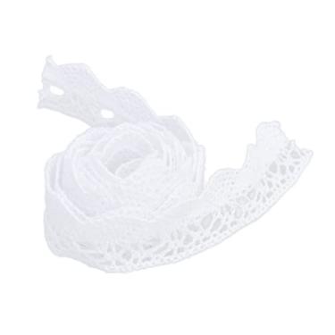 Imagem de Fita de renda diy rede de algodão 2cm de largura 20 jardas tecido elegante guarnição de renda para cortina roupas toalha de mesa pacote de presente (Branca)