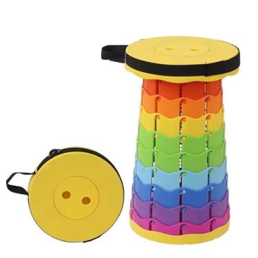 Imagem de Banqueta dobrável atualizada, peso máximo de 226 kg, cadeira dobrável retrátil portátil resistente ou apoio para os pés de viagem, para pesca ao ar livre, caminhadas, churrasco (cor amarela)