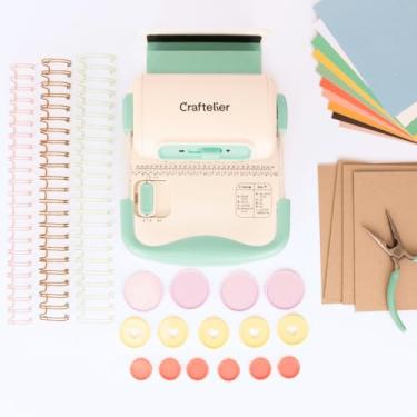 Imagem de Craftelier - Kit inicial de encadernação | Conjunto com mini máquina de encadernação Minty Duo, anéis de arame e disco, cartolina para criar álbuns, agendas e cadernos personalizados