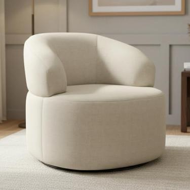 Imagem de Poltrona Giratória Orgânica Para Sala de Estar Living Helena L02 Facto Pérola Metalizado - Lyam Decor