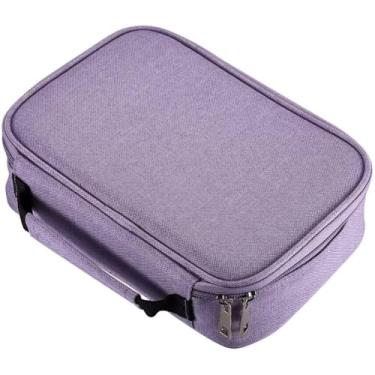 Imagem de Estojo Escolar, Grande Capacidade, Box Jumbo Com Alça E Elastico Para 72 Canetas Ou Lápis, Feminino Masculino, Organizador Divisórias Zíper (Roxo)
