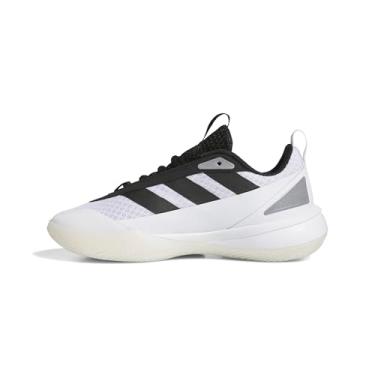 Imagem de adidas Tênis infantil unissex de basquete frontal, Branco/Preto/Branco, 20