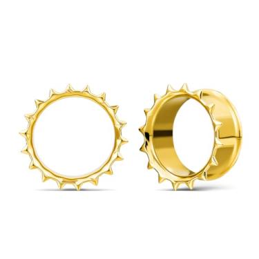 Imagem de ERKUOO Túneis de orelha alargadores minimalistas alargadores duplos torcidos solares spike piercing joias para mulheres homens 6 mm a 30 mm tamanho grande
