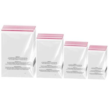 Imagem de RBHK Pacote combo de 400 sacos de celofane – 15 x 22 cm, 22 x 25 cm, 28 x 30 cm, sacos de poliéster transparentes autoselados com aviso de asfixia, sacos de embalagem de plástico autoadesivos com