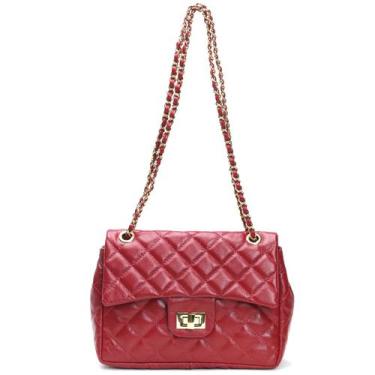 Imagem de Bolsa Feminina Couro Legitimo Matelassê Média - Cosenza, Vermelho