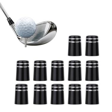 Imagem de 12 Peças Ponteiras para Tacos de Golfe, Pretas .370 Ponteiras para Ferros de Golfe com Anéis Duplos Cromados for Hastes Ferros e Wedges com Ponta Cônica