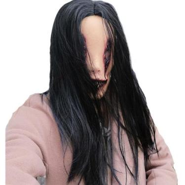 Imagem de Máscara facial completa de látex preta de cabelo comprido Ghost - yiwe