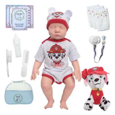 Imagem de Bebê Reborn Boneco Realista Dormindo Patrulha Canina Pelúcia - Cegonha