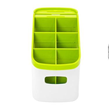 Imagem de Escorredor de Talheres com Afiador de Facas, Organizador de Utensílios, Design Europeu, Verde e Branco, ABS, 11x16x17cm, 515g