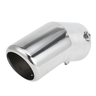 Imagem de INFINAUTO Ponta de escape curvada inclinada traseira 9,7 cm entrada 10,4 cm saída 23,1 cm comprimento tubo de escape para Toyota Land Cruiser 2023-2024 aço inoxidável tom prata parafuso