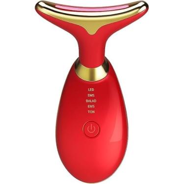 Imagem de Massageador Facial Eletrico Pescoço Led Lift Fototerapia Anti Rugas Usb (VERMELHO)