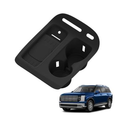 Imagem de LUCKEASY Base de carregamento sem fio para console central com suporte de copo de água para Hyundai Palisade 2026 2 em 1 console central limitador de bebida de água acessórios organizador interior de