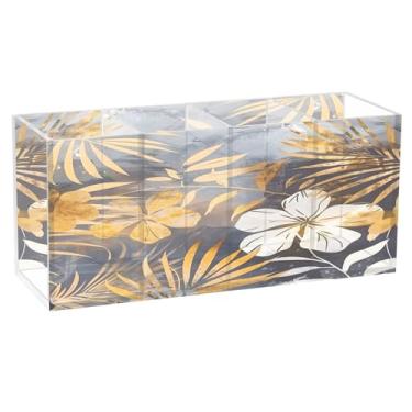 Imagem de CEBUGI Suporte de caneta de acrílico com 4 compartimentos, organizador de lápis transparente, pintura em aquarela, suporte de pincel de maquiagem para escritório em casa, escritório