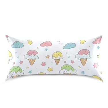 Imagem de xigua Fronha de cetim de sorvete para cabelo e pele lavável à máquina almofada de cetim antiderrapante refrescante capa de cama king com fecho de envelope, 50,8 cm x 101,6 cm