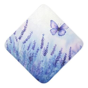 Imagem de STAYTOP Lindas toalhas de bebê com capuz de musselina de borboleta e lavanda, toalha de banho super macia, toalhas de banho absorventes para banho recém-nascido unissex 76 x 76 cm