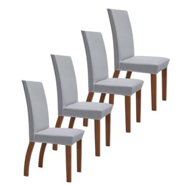 Imagem de Kit 4 Capas de Cadeira Ajustáveis em Malha Gel Cinza, Impermeável Contra Poeira e Manchas