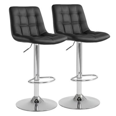 Imagem de Banqueta Alta Giratória para Cozinha em Couro Sintético Duoffice Kitana DU77 (2, Cromado)