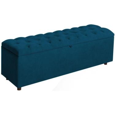 Imagem de Baú Recamier Rominha Veludo Azul 160 Cm