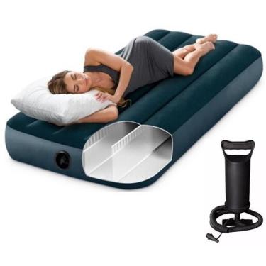 Imagem de Colchão inflável solteiro intex fiber tech 191x76x25cm + bomba ar manu