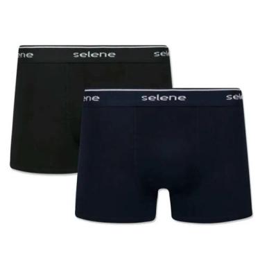 Imagem de Cueca selene boxer kit com 2 microfibra sem costura, Preto azul, EG