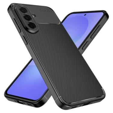 Imagem de Ryphez Capa para Samsung Galaxy A37/A36, capa de TPU flexível e macia com design de fibra de carbono à prova de impressões digitais (preta)