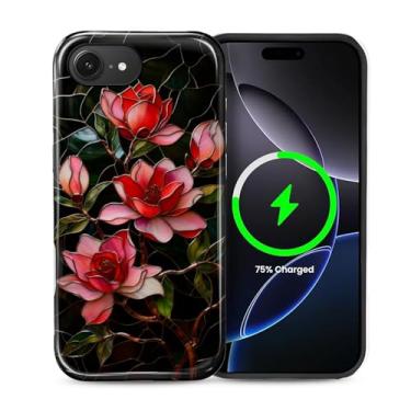 Imagem de ZHEGAILIAN Capa 2 em 1 para iPhone 16e 6,1 polegadas, compatível com MagSafe à prova de choque antiderrapante com capa de proteção total, design de impressão elegante texturizado brilhante para