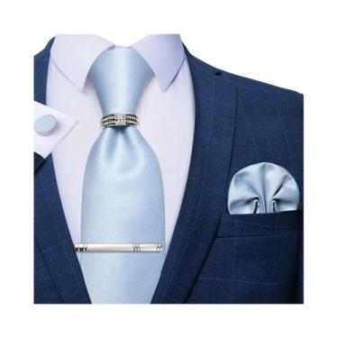 Imagem de Conjunto De Gravata Masculina Azul Royal Com Estampa Xadrez, Clipe Pra