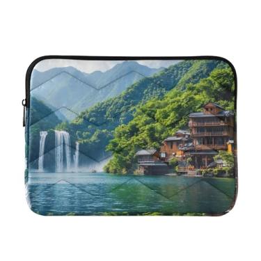 Imagem de Capa acolchoada para laptop com paisagem cachoeira, à prova de choque, capa protetora para notebook 15,6 para mulheres